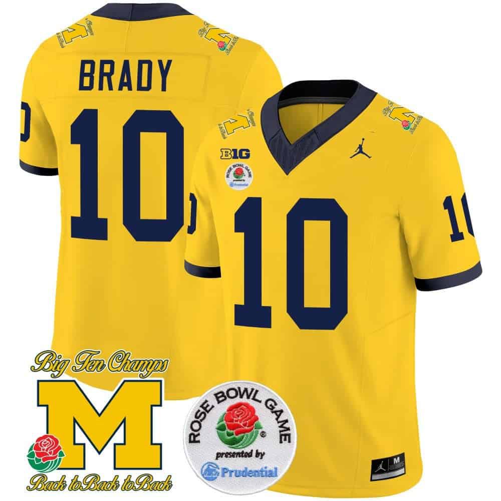 Men Michigan Wolverines #10 Brady Yellow 2024 Rose Bowl Patch Vapor Limited NCAA Jersey->indianapolis colts->NFL Jersey